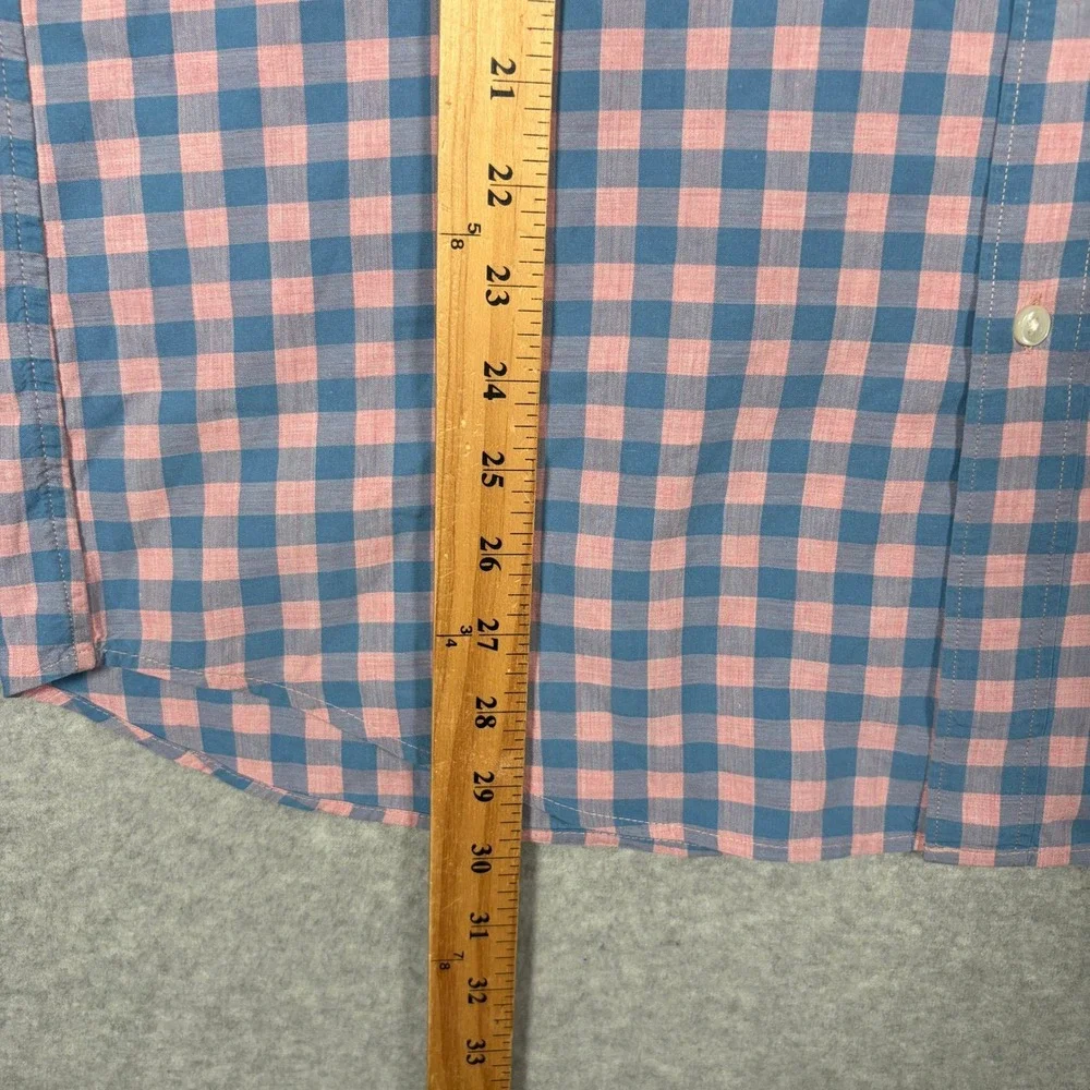 J. Crew Slim Fit Button Down Shirt Mens XL Pink Blue Gingham Plaid Long Sleeve
